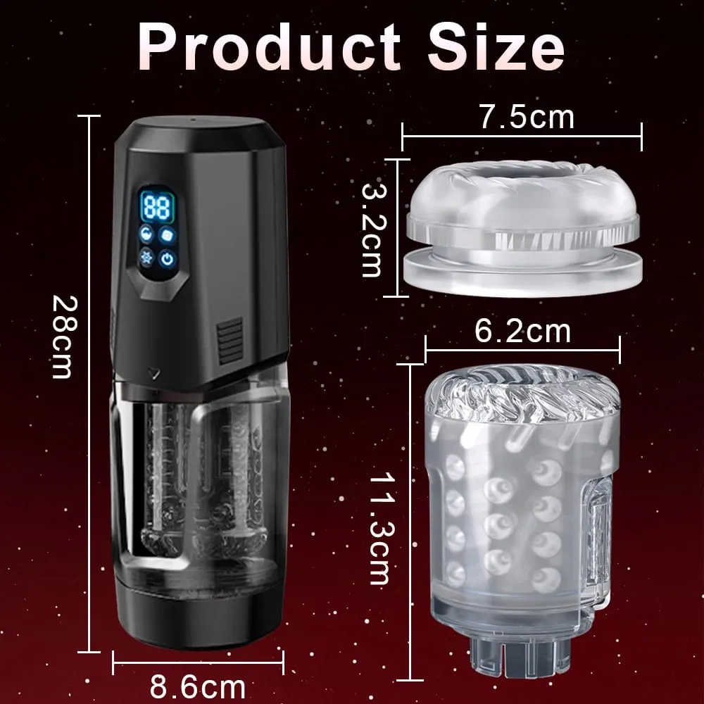 APP Kontrolü Otomatik Sokma Masturbator Fincan 360 ° Dönme Yalama Titreşimli LCD Vakum Penis Pompası Büyütücüler Erkekler için Seks Oyuncakları — image 4