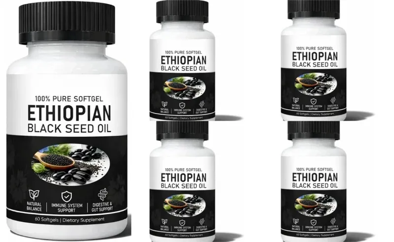 Ethiopische zwarte zaadolie Biologisch koudgeperst immuunsysteemondersteuningssupplement 60 softgels voor gewrichtsgezondheid en antioxidantbescherming