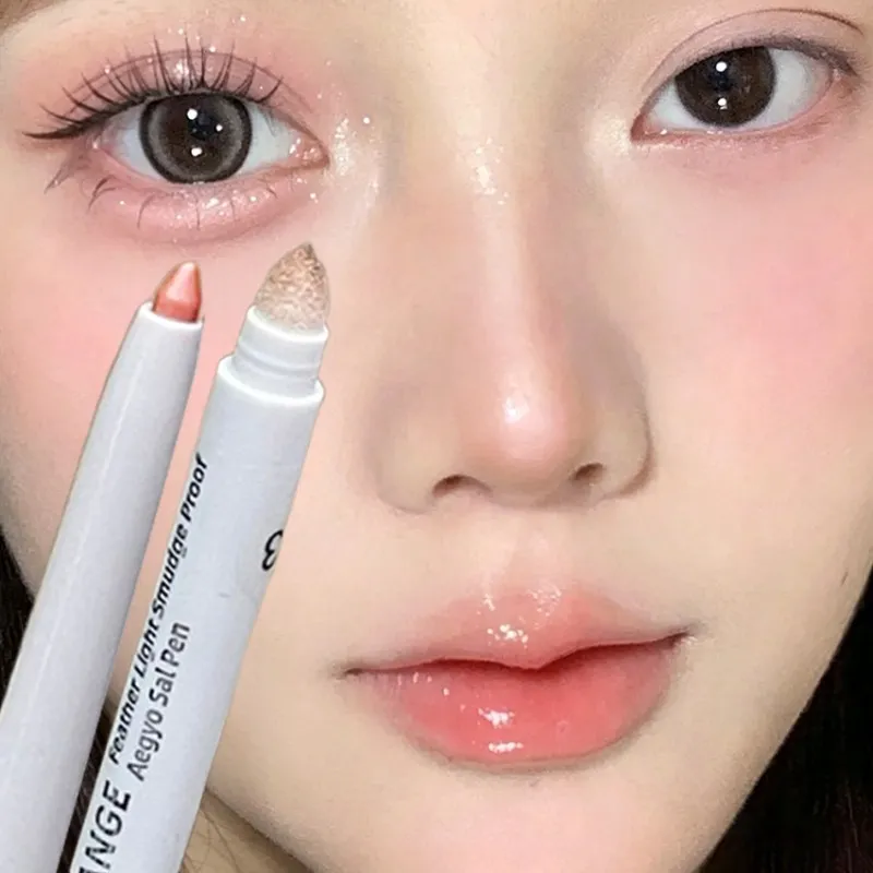Double-ended Ultra-fine GEL ดินสออายไลเนอร์สีชมพูสีน้ำตาลภายใต้ปากกาเน้นข้อความกันน้ำ Matte Aegyosal โกหก Silkworm Eye Makeup — image 2