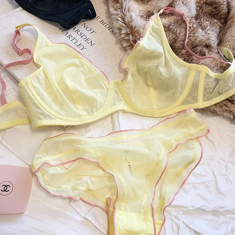 Minimizer 브래지어 플러스 사이즈 Underwire 프랑스 스타일 삼각형 컵 섹시한 메쉬 란제리 세트 지원 32-40 MOYISU 섹시한 브래지어 세트 BC — image 8