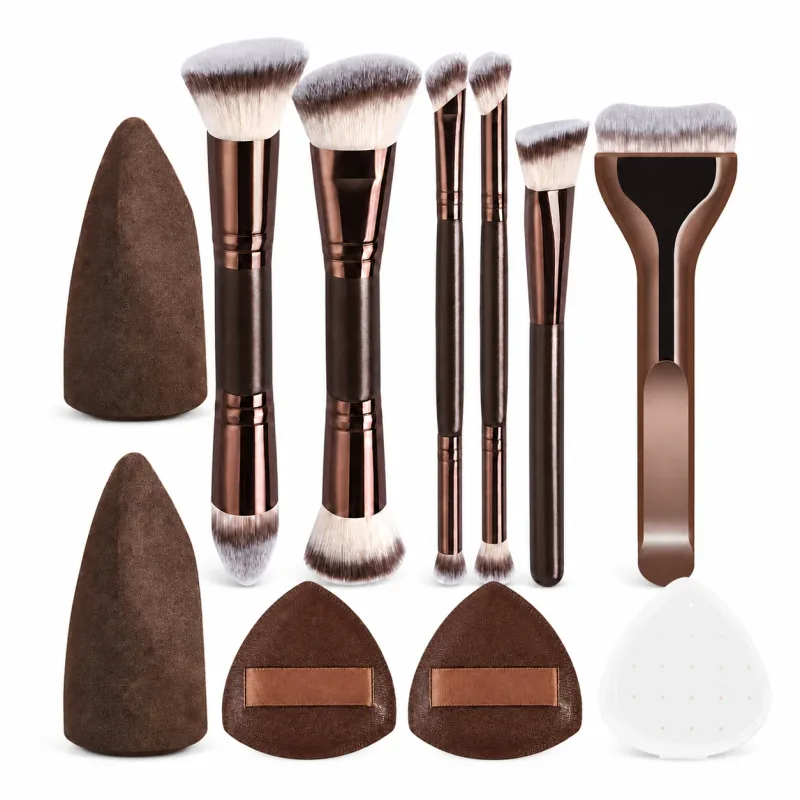 Bộ cọ trang điểm 6 chiếc Đôi cọ trang điểm hai đầu 4 chiếc Air Cushion Puff Đa chức năng Cọ nền Kem che khuyết điểm Cọ phấn