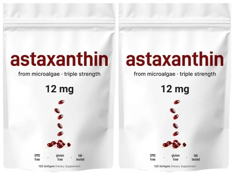 Astaksantyna 12 mg ze świeżym źródłem mikroalg Codzienne wsparcie żywieniowe Suplement przeciwutleniający 120 kapsułek żelowych — image 10