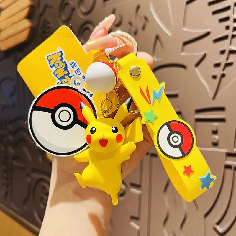 Pokemon Anime Figures Pikachu Gengar Meowth Keychain Car Key School Bags Backpack Decoration Desktop Decoration Toy Gift — image 7