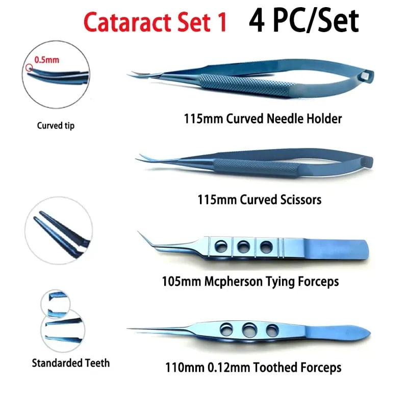 Ensemble de cataracte à usage Non médical, pincettes porte-aiguilles 4 pièces/ensemble outils de réparation ménagers Hi Eye — image 5