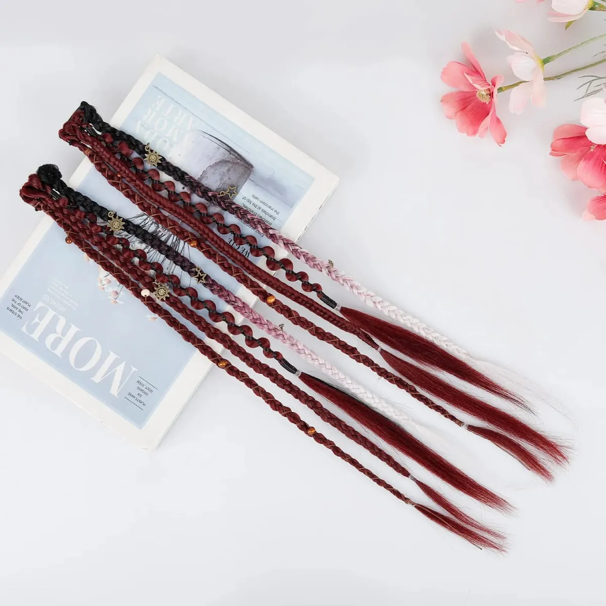Kẹp trong bím tóc 2 CHIẾC 20Inch Phần mở rộng Dreadlock với Hạt & Dây Xích Viking Boho Bím Tóc cho Lễ Hội Cosplay Hàng Ngày Tạo Kiểu — image 4