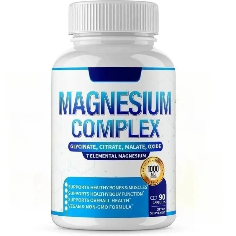 Magnesium Complex Supplement 90 Count with 7Forms of Magnesium Glycinate Citrate Malate Orotate Taurate Daily Mineral Support