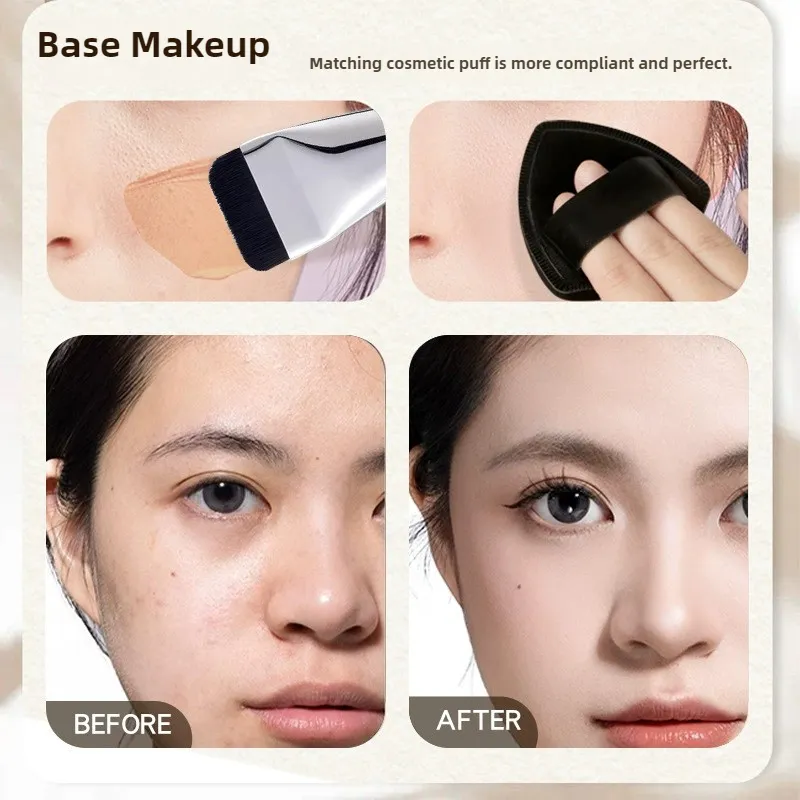 Ultratynd Foundation Brush Makeup Mixing Palette med Spatel Flad Face Contour Brush Kosmetisk Puff Blender Beauty Makeup Tools — image 4