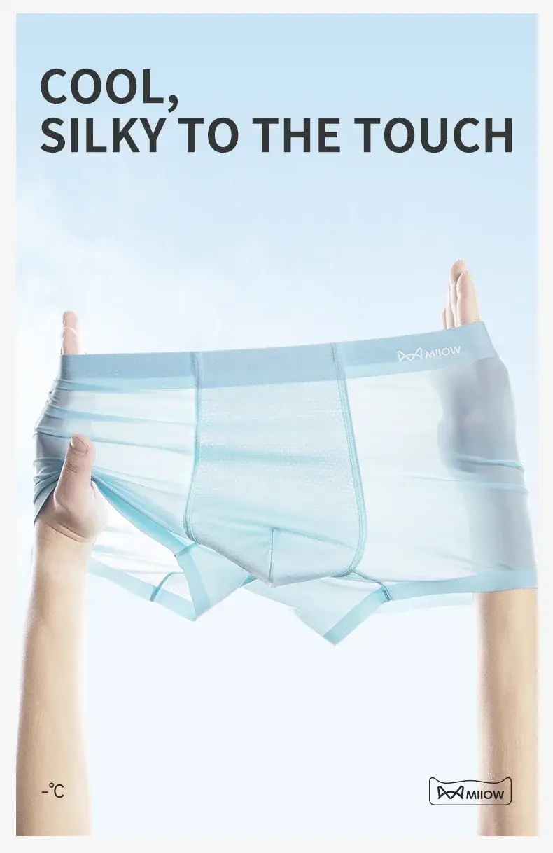 MiiOW 3Pcs Summer Ice Silk Men's Panties 10A Antibacterial Men Underwear Boxer Breathable Mesh Crotch Man Underpants Boxershorts — image 6