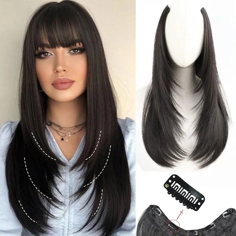 Perruque synthétique une pièce lisse, Extension superposée, postiche coréenne moelleuse pour femmes, noël, nouvel an — image 2