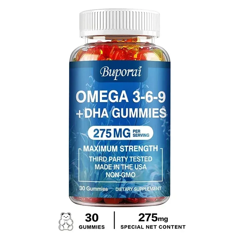 Omega 3 6 9 + DHA Gummies - Brain Health Enhances Concentration Memory Improves Blood Circulation Eye Support