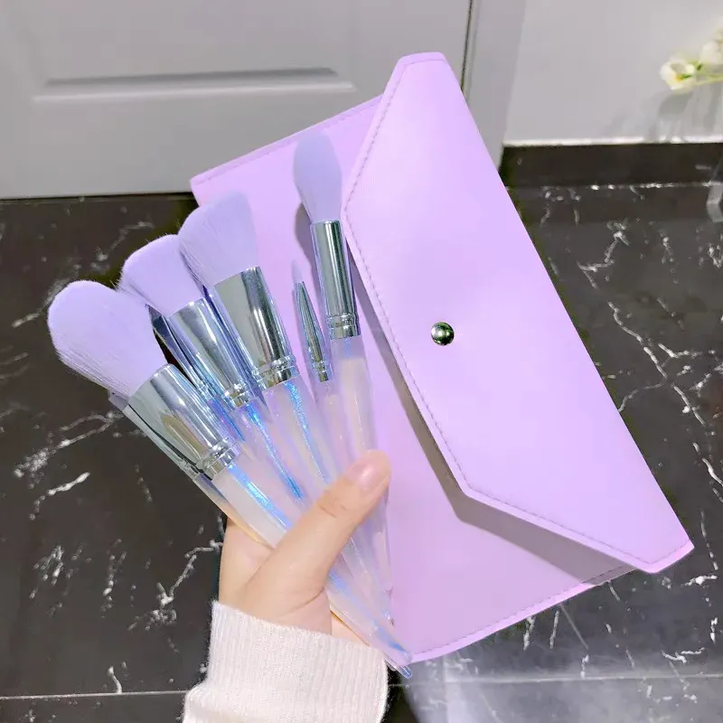 5-10Pcs Purple Makeup Brushes Set with Storage Bag Eye Shadow Powder Foundation Sculpting Highlighter Eyebrow Brush Professional — image 2