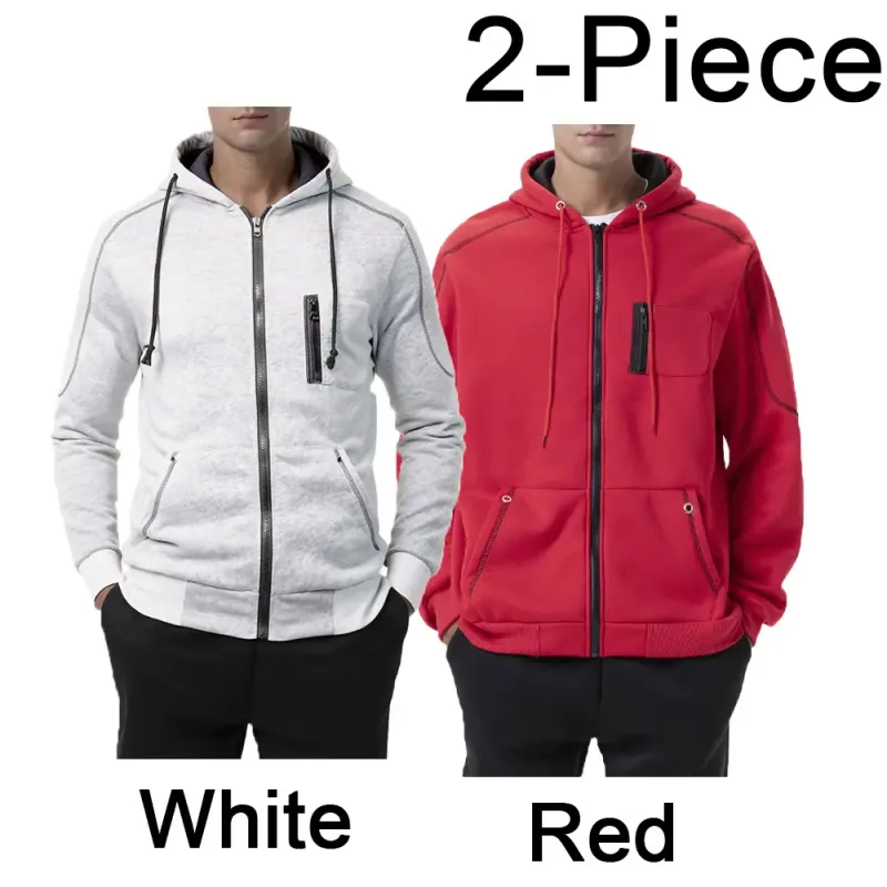 Men's Hoodie Black White Army Green Red Hooded Color Block Fleece Cool Casual Winter Clothing Apparel Hoodies Sweatshirts — image 20