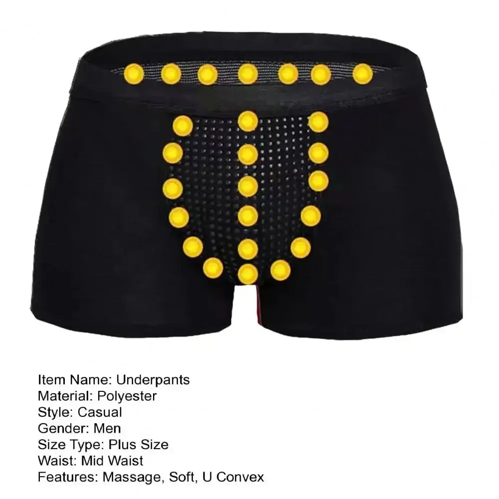 Boxer da uomo Assorbimento del sudore U Convesso Magnetico Biancheria intima fisiologica Massaggio Tinta unita Plus Size Mutande da uomo Abbigliamento interno Cl — image 10