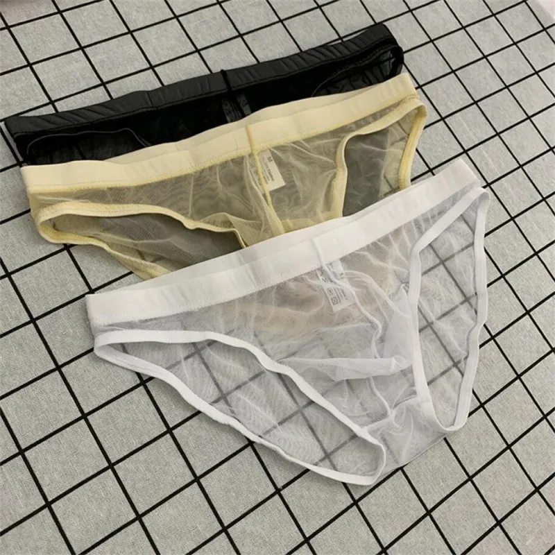 Slip da uomo ultrasottili in rete sexy completamente trasparenti Mutandine trasparenti Vedi attraverso la biancheria intima Mutande maschili ad asciugatura rapida Taglie forti — image 4
