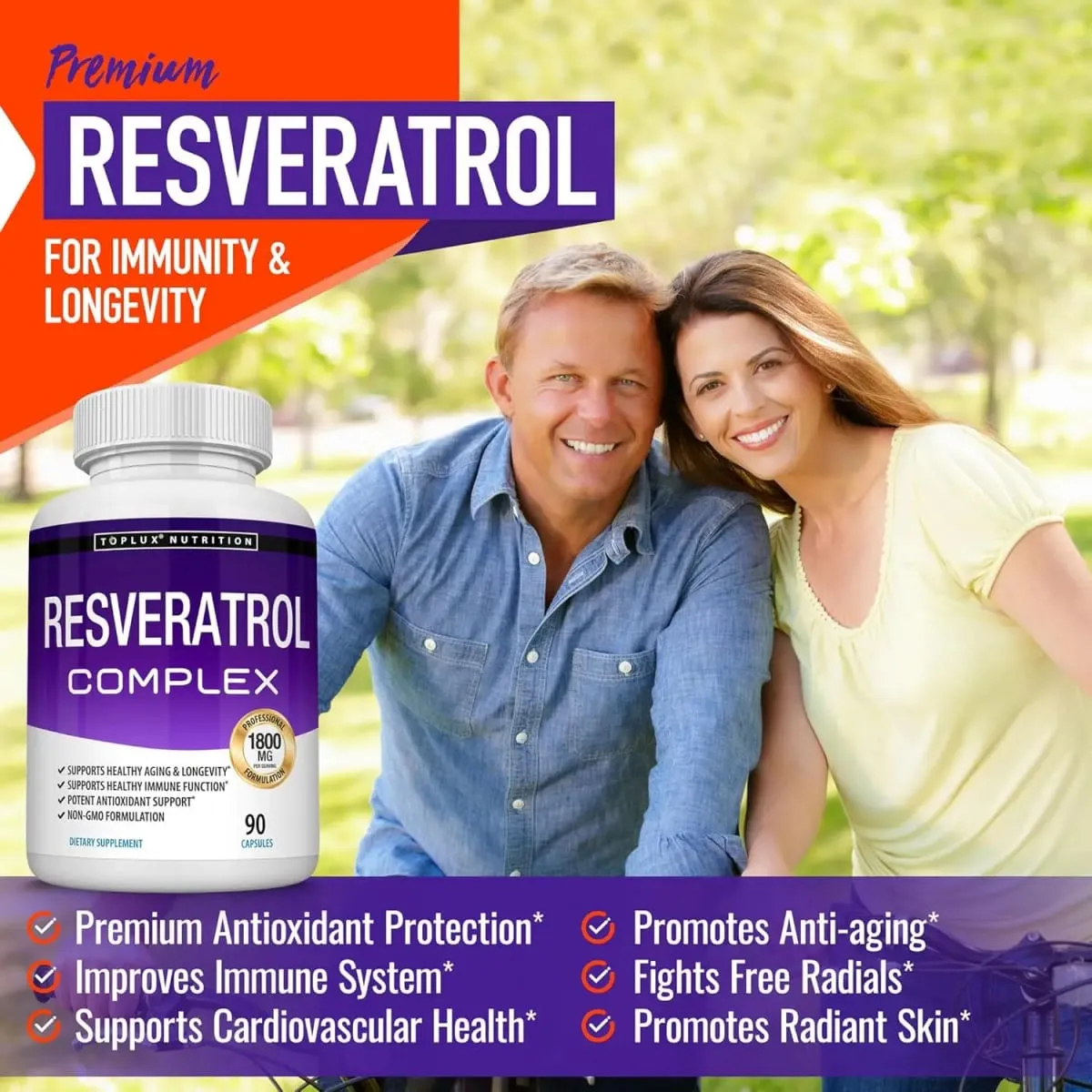 Complexo de Resveratrol - Suplemento de Resveratrol Trans com Semente de Uva - Promove o envelhecimento saudável, função cerebral do sistema imunológico 90 comprimidos — image 6