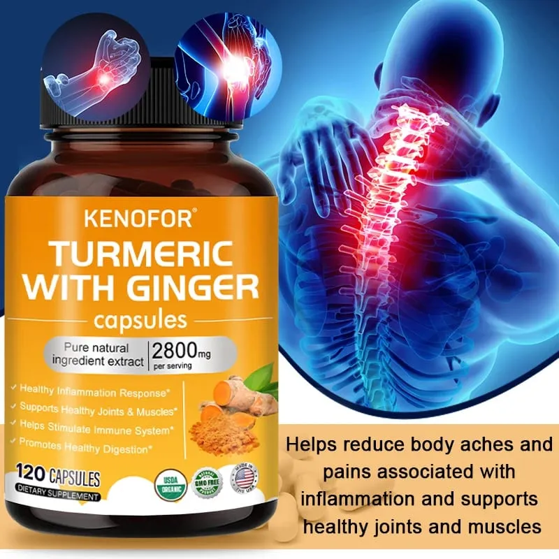Curcuma Capsule di curcumina 1600 mg con zenzero e MSM Supporto antiossidante Comfort articolare Cuore Benessere cognitivo e digestivo — image 5