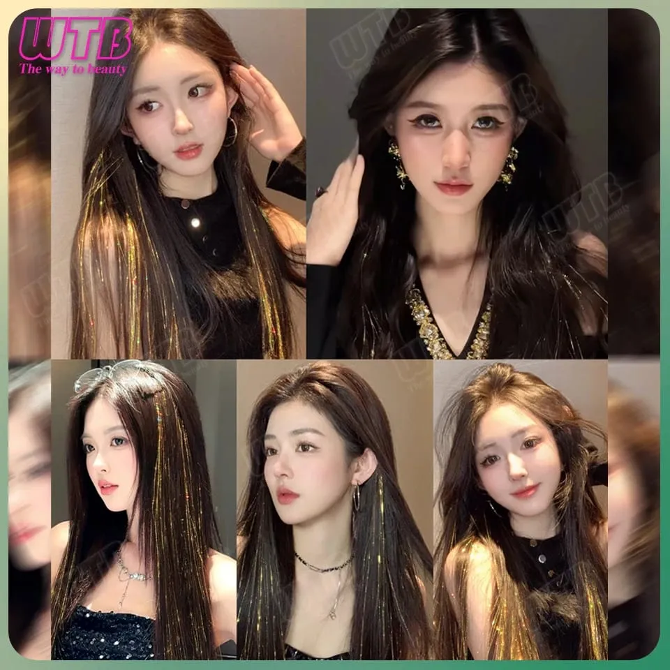 Synthetic Hair Extension Wig BB Clip Style Highlighted Laser Silk Straight Hair Extension Wig Suitable for Women's Daily Wear — image 6