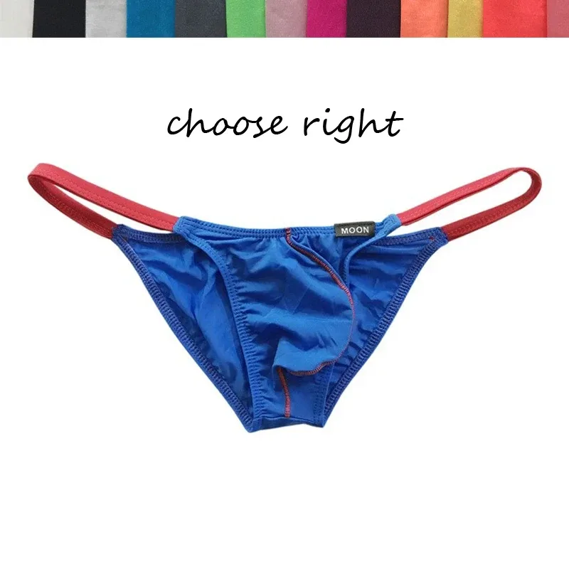 Herren-Slips mit niedriger Taille, Farbkontrast, Eisseide, hervorstehende, durchscheinende, stereoskopische Tasche, sexy Unterwäsche — image 4