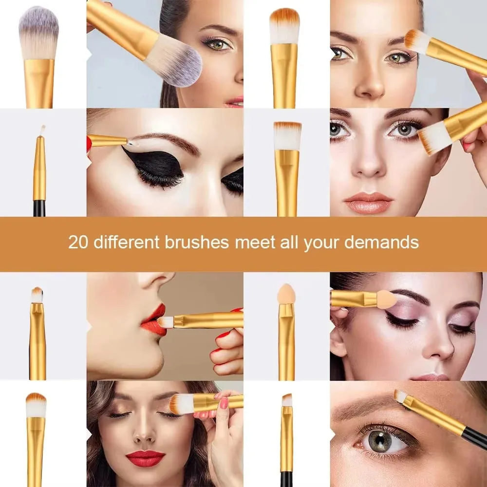 Set Berus Mekap Premium Synthetic Kabuki Foundation Concealers Powder Blush Blending Face Eye Shadow Brush Set — image 5