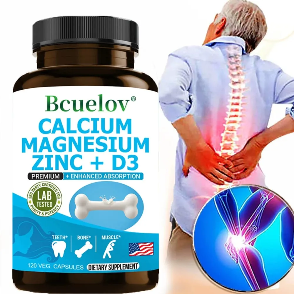 Bcuelov Vápník Hořčík Zinek Vitamin D3 Doplněk - Kosti Zuby Svaly Nervy Metabolismus Syntéza bílkovin Imunitní systém — image 1