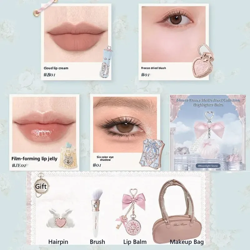 Flower Knows Makeup Set Midsummer Fairytales Flowerknows Foundation Little Angel Highlight Strawberry Rococo Lip Glaze 11pcs Kit — image 15