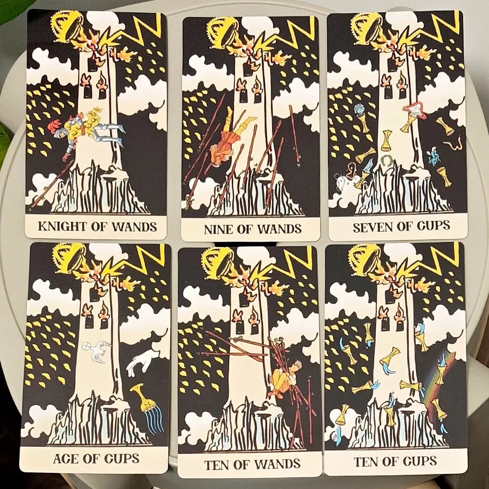 Dek Tarot Pengambilalihan Menara 12*7cm dalam Kotak Tegar Set Tarot 79 Kad Unik untuk Transformasi & Pembebasan Timbul dua kali — image 6