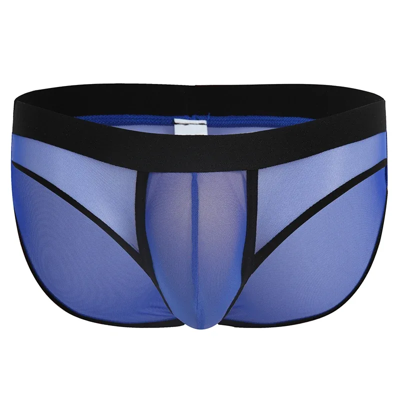 Fashion Solid Color Men Underwear Mesh Breathable Briefs Underpants Low Waist Trunks Male — image 1