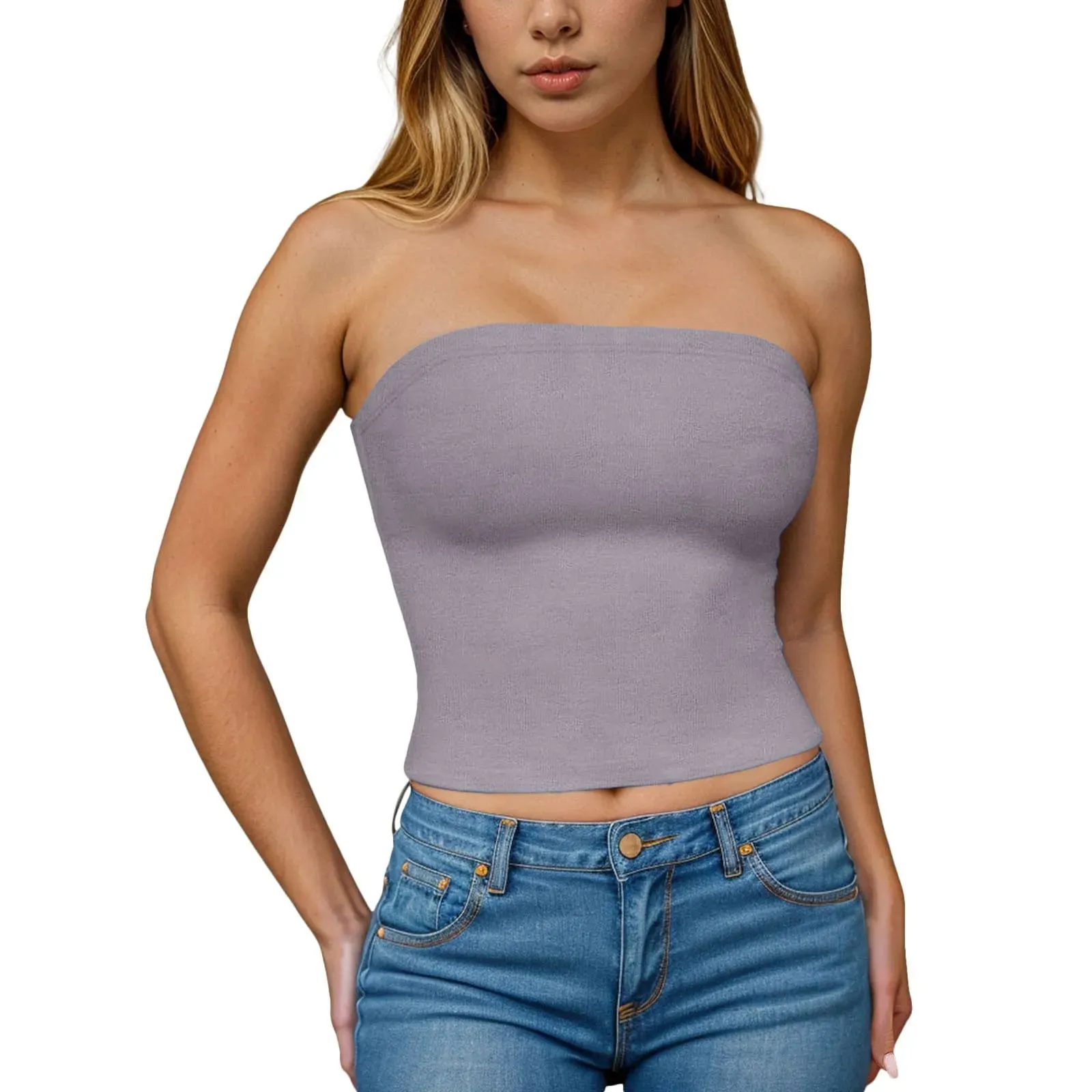 Hauts tubulaires Sexy pour femmes, épaules dénudées, sans bretelles, couleur unie, dos nu, Bandeau, Slim Fit, chemises à bascule, sous-vêtements