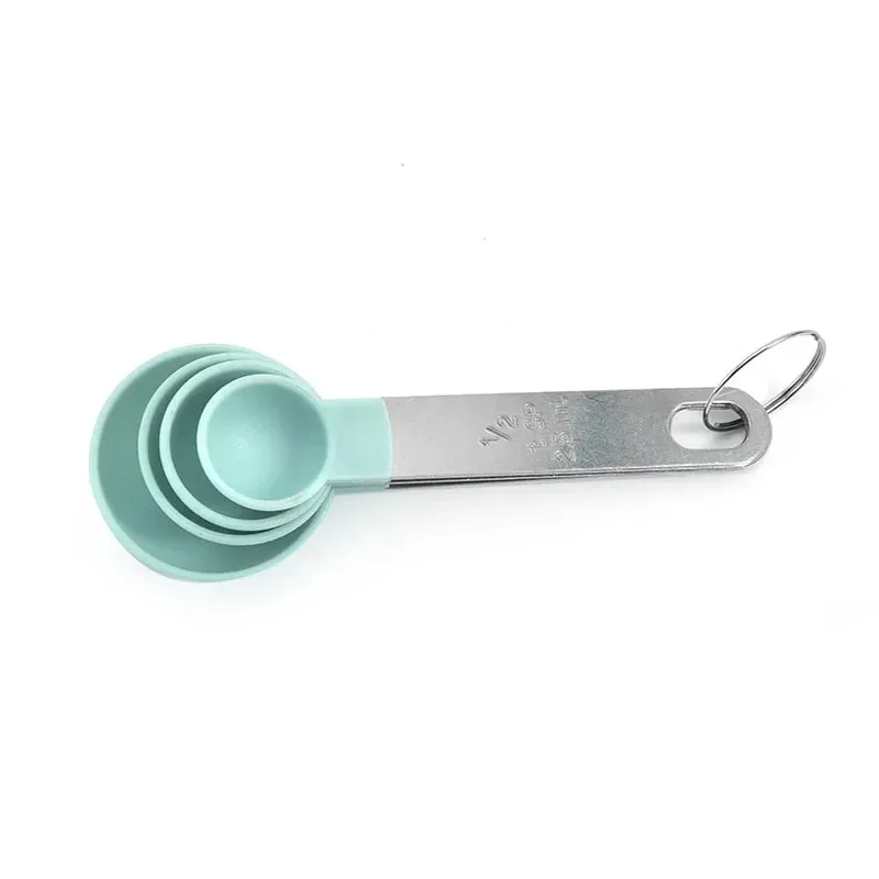 4/8 Cái/bộ Cốc Đo Đa Năng Bằng Nhựa Muỗng Đo Lường Tay Cầm Bằng Thép Không Gỉ Với Dụng Cụ Làm Bánh Đo Tốt Nghiệp — image 12