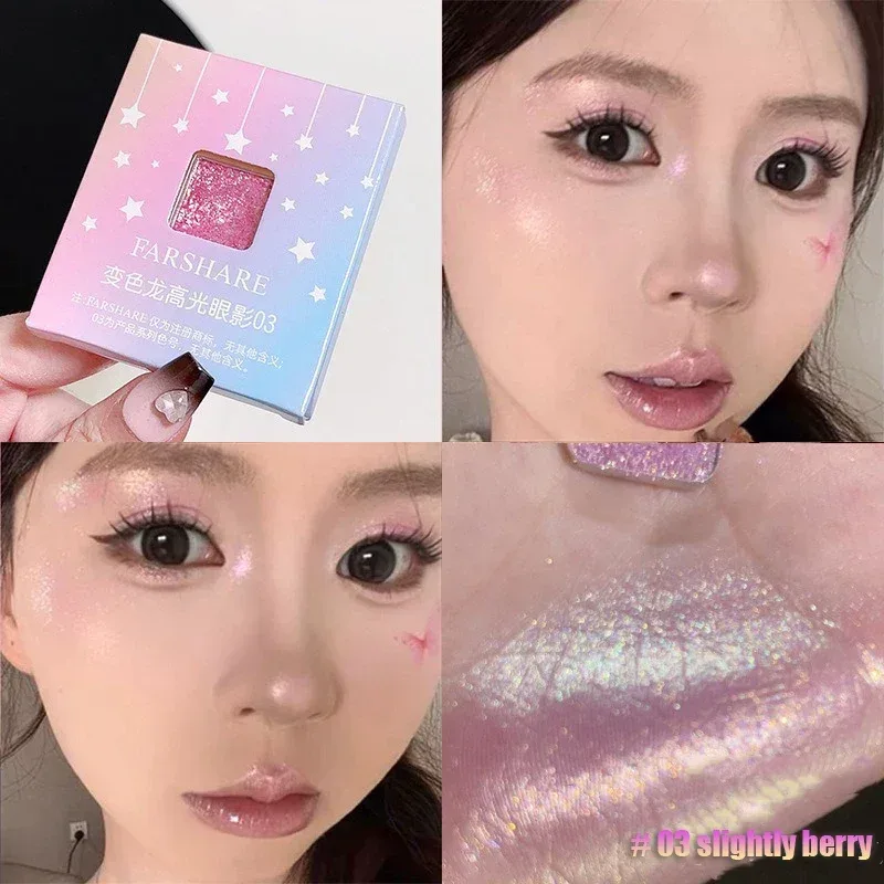 Nhiều Màu Kim Loại Thay Đổi Phấn Mắt Thẻ Chống Nước Tắc Kè Hoa Xanh Cực Sáng Bóng Toàn Phương Long Lanh Trang Điểm Mắt Cao Cấp — image 9