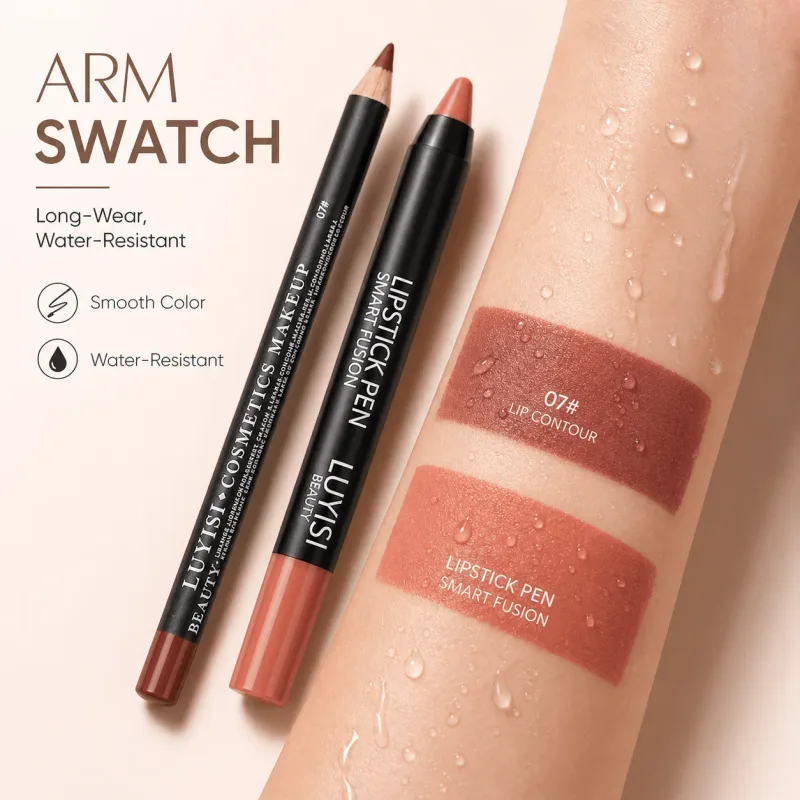 2pcs/set Set Solekan Bibir: 1 Pelapik Bibir Matte + 1 Pensel Gincu Matte Lembut. Padanan sempurna matte tahan lama dan kalis air — image 5