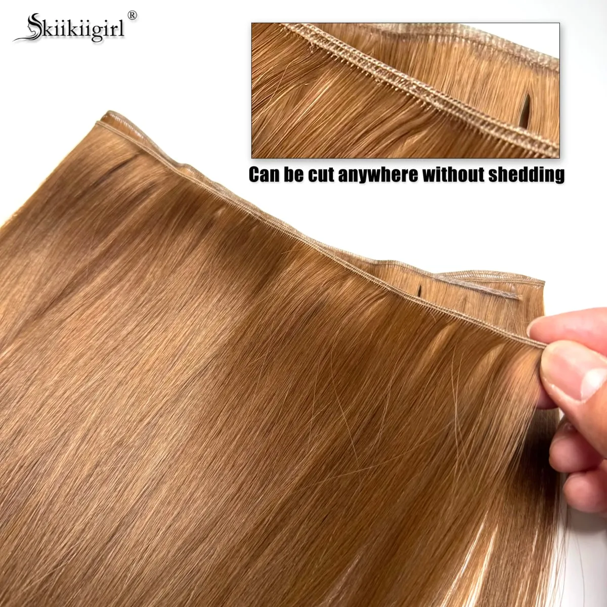 Genius Weft Human Hair Extensions 100G Double Drawn Blonde Bundles Invisible Straight Virgin Hair Weft Full End Top Quality — image 1