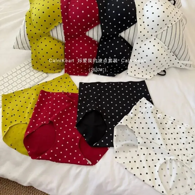 American Retro Polka Dot BH Sømløs Deep V Wireless Jelly Support Anti slappe lingeri Sæt Sexet Komfort MOYISU Sexet BH Sæt — image 2