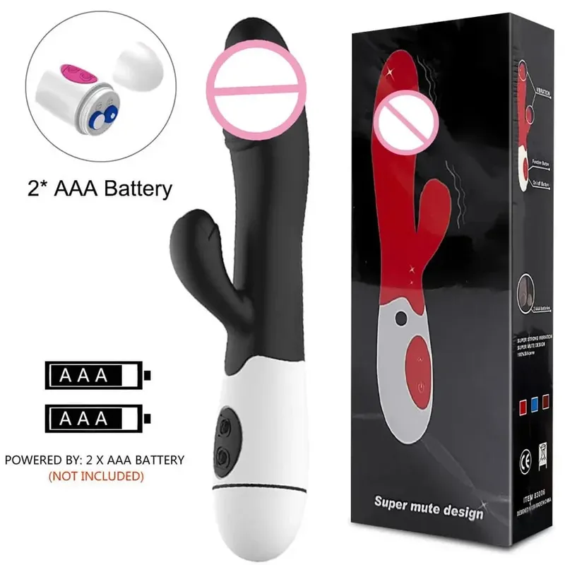 30 Speed Rechargeable Handheld Silicone Adult Clit Clitoral Clitoris Sex Toy G Spot Dual Motor Rabbit Vibrator for Women Female