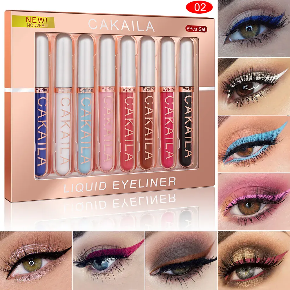 8-Color Set Waterproof Eyeliner Pens Long-lasting Glitter & Colored Eye Makeup Cosmetics Beauty Matte Eye Liner Pencil Kit — image 3