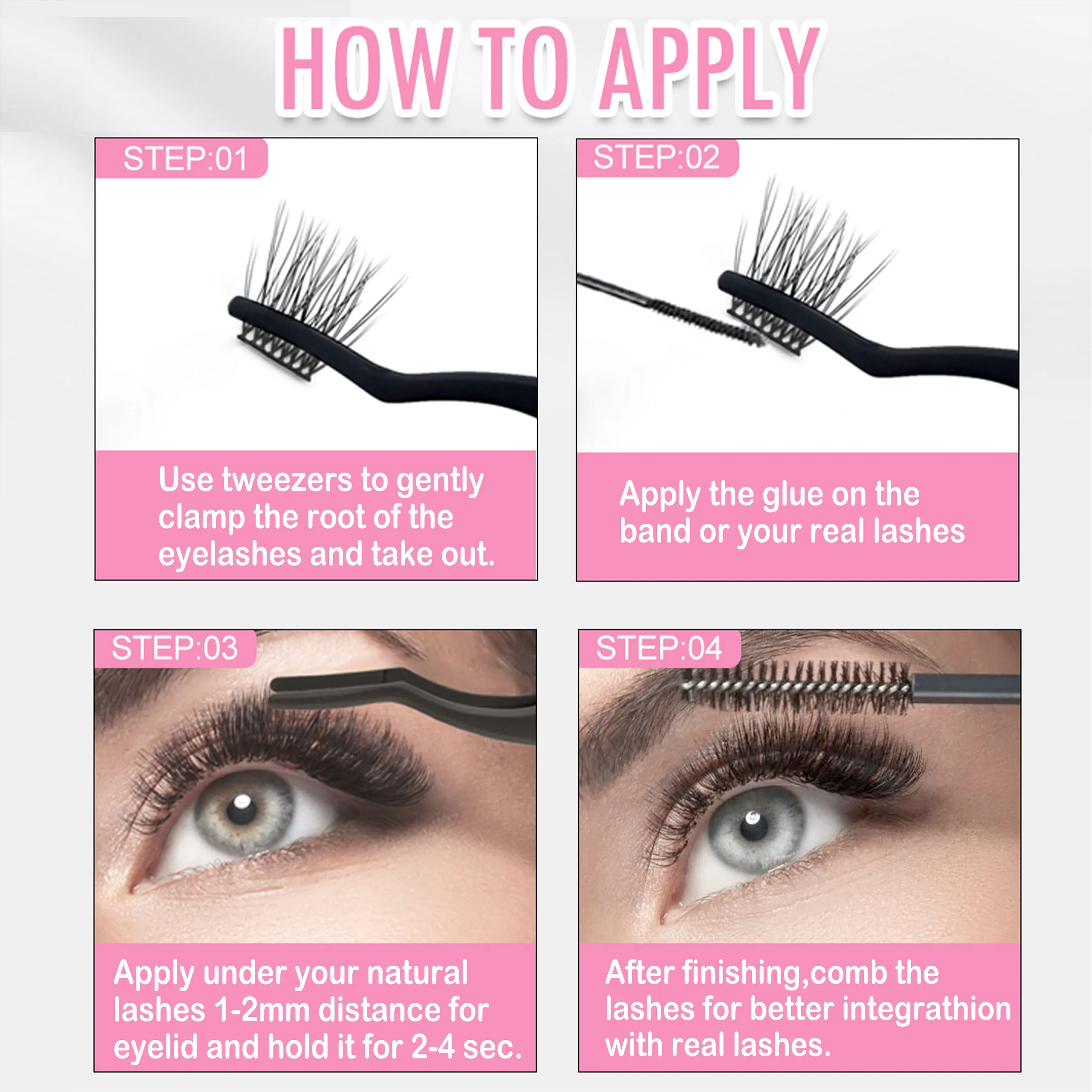 144ks Uvolněné řasy Segmented Cluster Individuální Ruský Wispy C/D Curl Cluster Cluster Cluster Lashes Extension DIY Doma — image 7