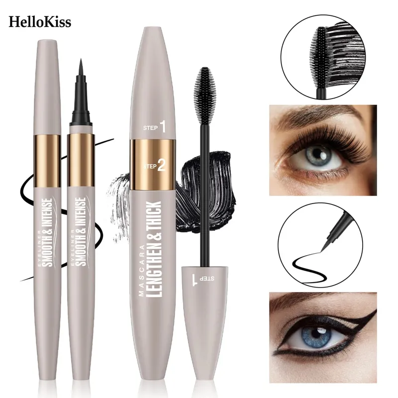 Eyeliner resistente all'acqua e al sudore, a prova di sbavature, mascara allungante e ispessente, set combinato mascara e eyeliner — image 1