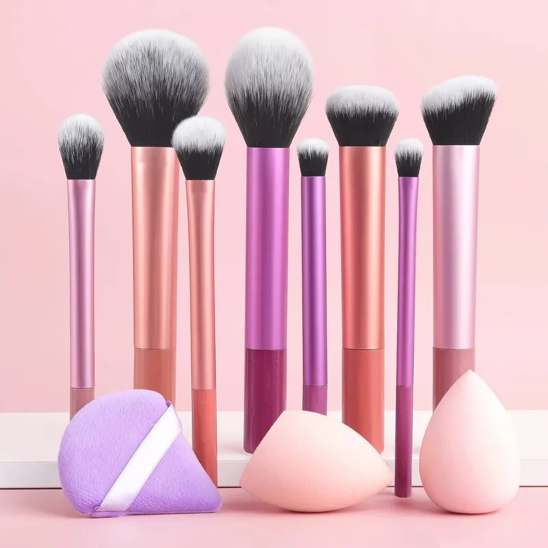 28-delt makeup-værktøjssæt - 8-delt professionelle makeup-børster + toiletartikler sæt og vaskeskål & pufsvamp æg kombination — image 6