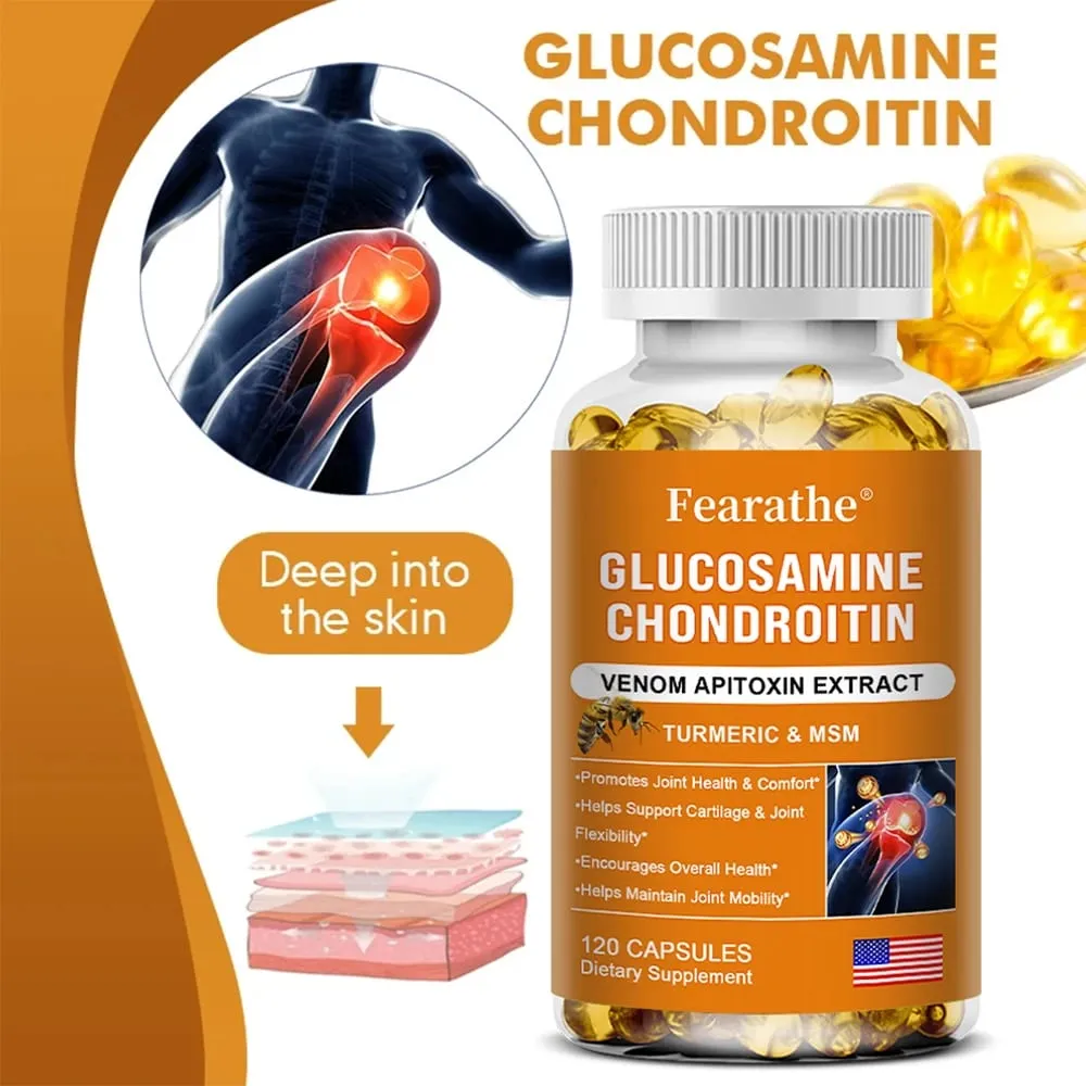 Glucosamina Condroitina Veleno d'api Curcuma e MSM - Supporto digestivo antiossidante per le articolazioni delle ossa Non OGM — image 1