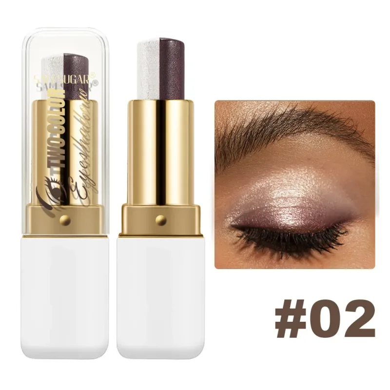 Ombretto bicolore in stick a lunga durata, evidenziatore luccicante a prova di sbavature, sfumabile, cosmetico per il trucco del contorno occhi — image 10