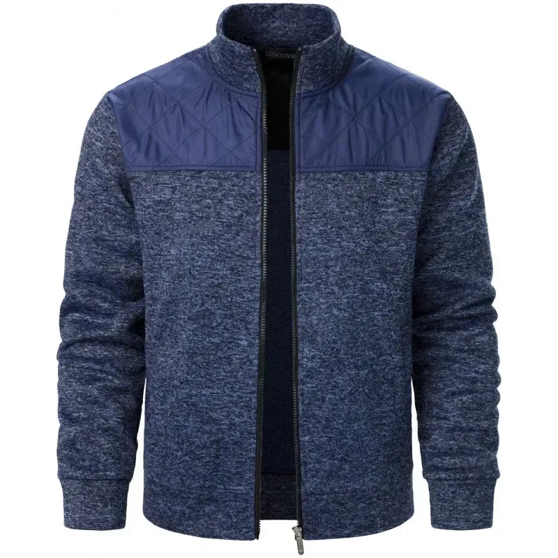 Baju Kemeja Tampalan Lelaki Jaket Kolar Berdiri Jaket Slim Fit Cardigan Pakaian Jalanan Pakaian Sukan Kot Zip Atas Kasual Pakaian Olahraga Luaran Lelaki — image 12