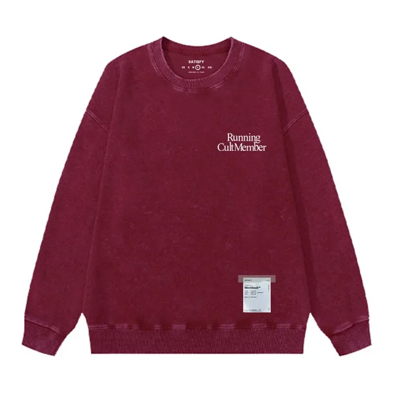 outdoor Self-Adhesive SATISFY Print Sweatshirt Round neck Jacket Street Style Loose Fit Long Sleeve Warmth for Young Men And Wo — image 14