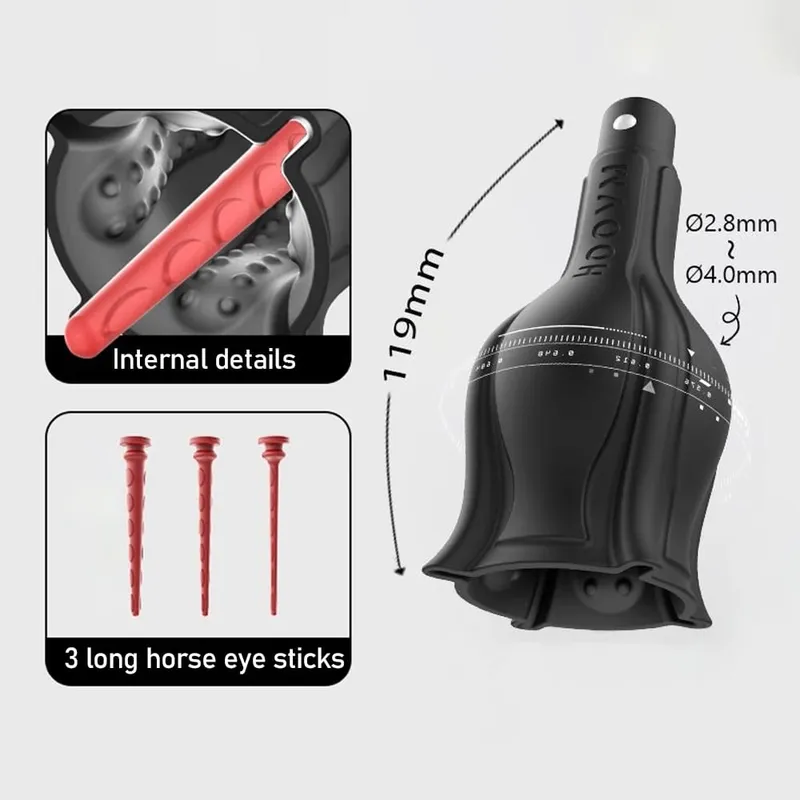 Masturbatore maschile Vibratore Glande Trainer Dilatatore uretrale Massaggio del pene Stimolatore del bastone dell'occhio del cavallo Giocattoli del sesso per gli uomini — image 8