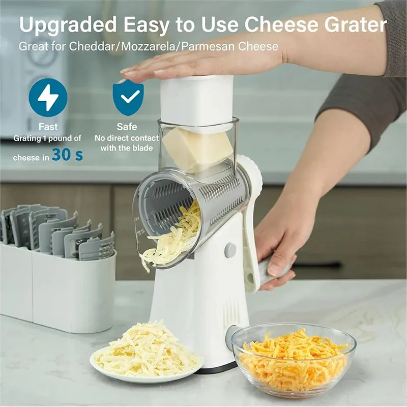 5-in-1-Rotationskäsereibe, Schredder, Küche, Mandoline, Gemüse, Julienne-Schneider, Waffelschneider, Nusshacker, JT247 — image 5