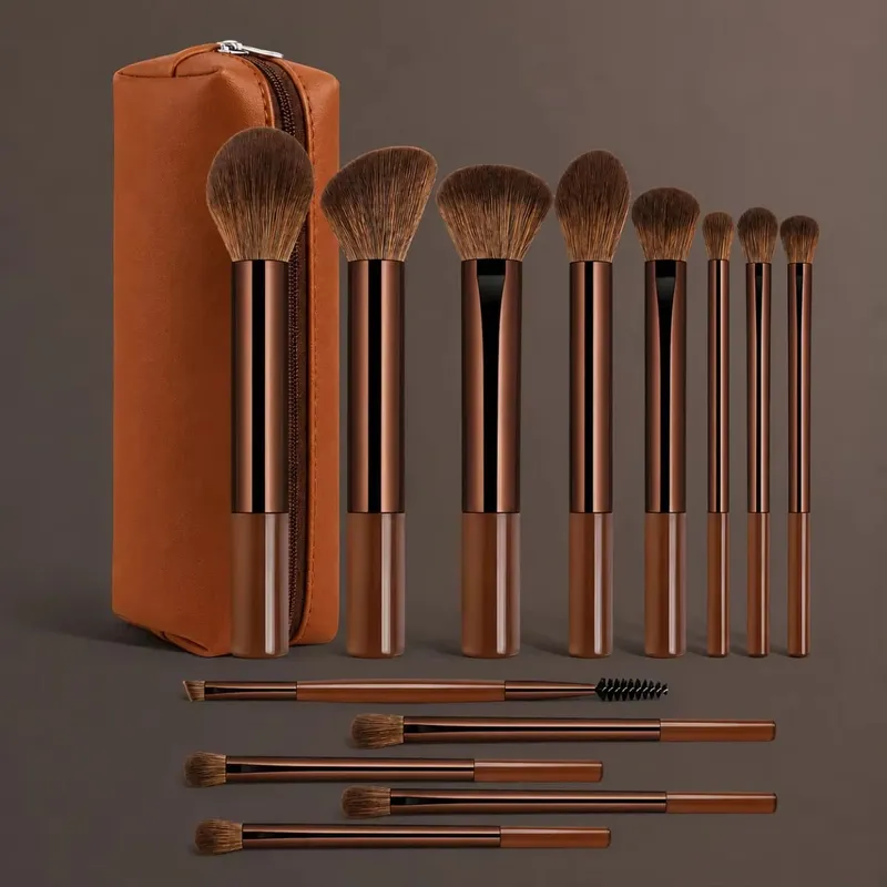 Børstesæt indeholder 14 stk makeup børster + 1 stk makeup taske + 2 stk makeup svampe indeholdende foundation børste Blush børste — image 4