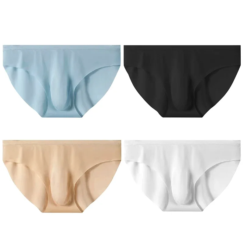 4pcs Men's Ice Silk Briefs Summer Transparent Seamless Sexy Quick-drying Trendy Breathable Underwear Ultra-thin Panties — image 17