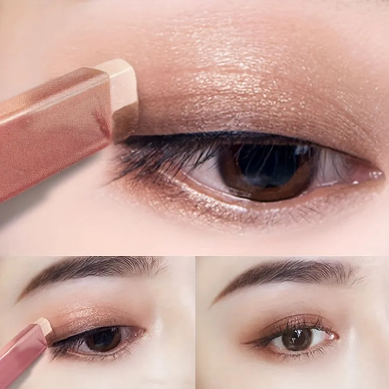 2 in 1 Pearly Highlighter Eyeshadow Stick Makeup Vattenfast Långvarig Glitter Ögonskugga Eyeliner Stick Eyes Makeup Kosmetika