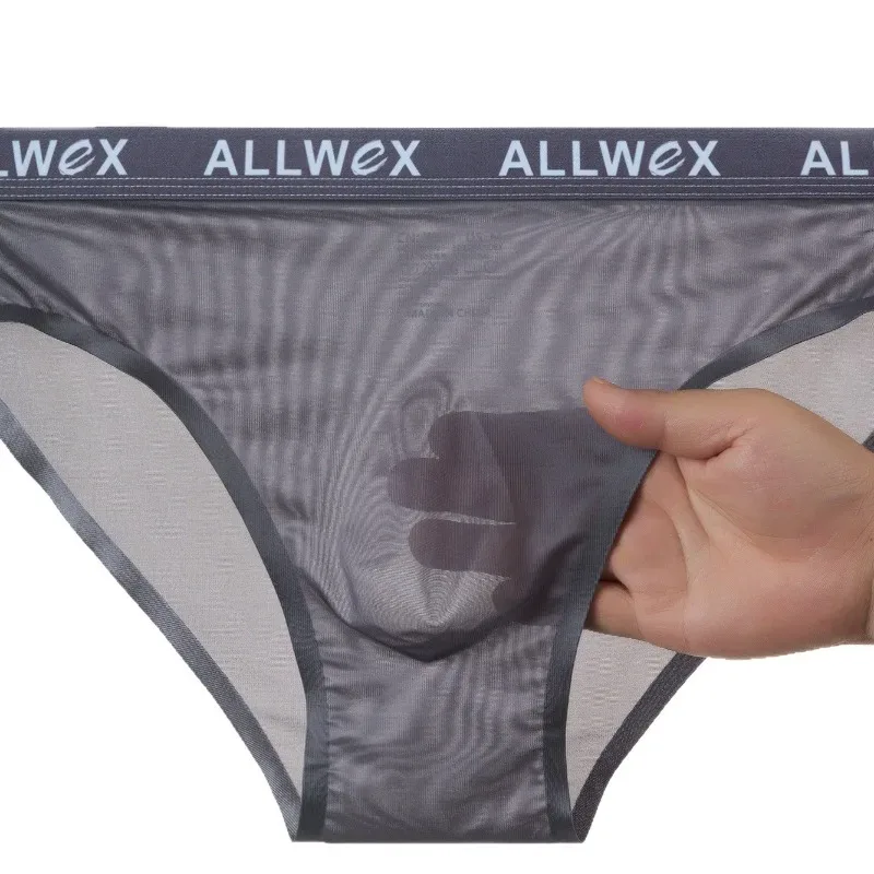 Nahtlose Slips aus Eisseide für Männer, sexy, glatte Unterwäsche, 3D-Beutel-Unterhose, bequeme Dessous-Höschen, männliche Low-Rise-Slips — image 5