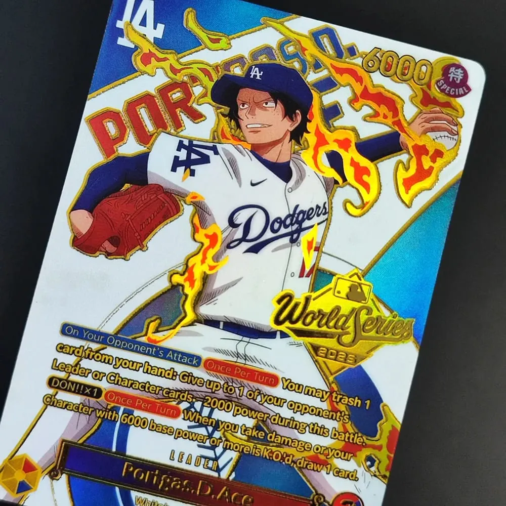 DIY OPCG ONE PIECE CARD Monkey.D.Luffy Ace (010) (Dodgers x ONE PIECE) EB02-010 One Piece โปรโมชั่นอะนิเมะการ์ดภาษาอังกฤษฟอยล์ — image 4