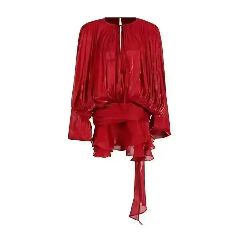 Beżowy top solidna bluzka Mini sukienki dla kobiet dekolt w serek z długim rękawem łączone zasznurować słodka sukienka w stylu odzież damska moda P7WI — image 12